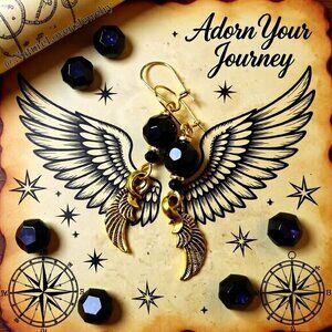 Stunning + Sexy! Gorgeous + Elaborate Black & Gold Feather Dangle Earrings
